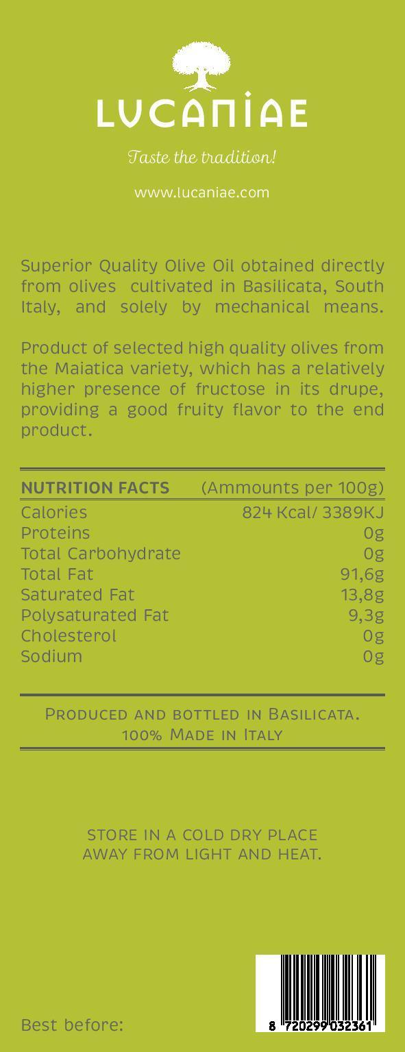 Italian Extra Virgin Olive Oil - BIO - 5 lt. (can) - Lucaniae