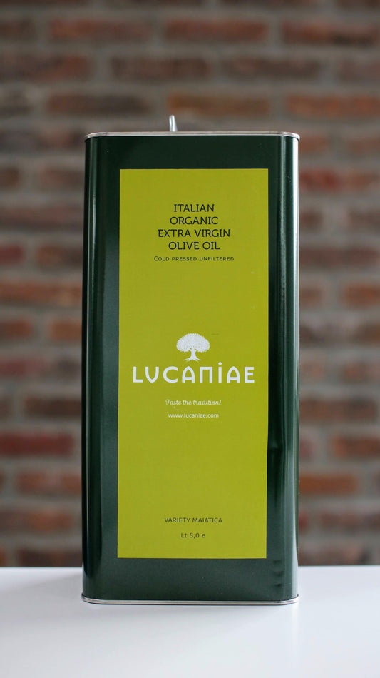sample of Lucaniae olive oil bottle, rebranded with new design